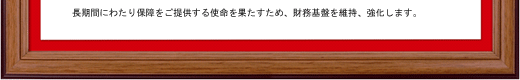 長期間にわたり保障をご提供する使命を果たすため、財務基盤を維持、強化します。