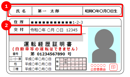 運転経歴証明証 表面