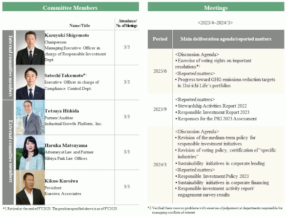 Responsible Investment Committee Structure and Meetings Held