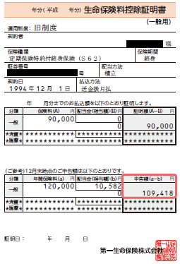 生命保険料控除証明書 （一般・介護医療用）