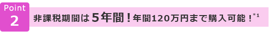 Point2非課税期間は5年間！年間120万円まで購入可能！