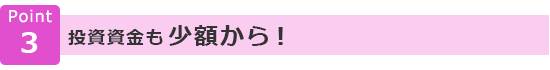Point3投資資金も少額から！