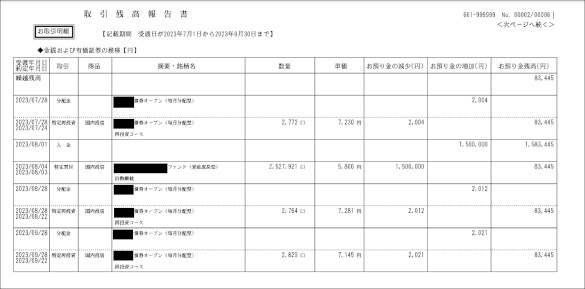 取引残高報告書（サンプル）