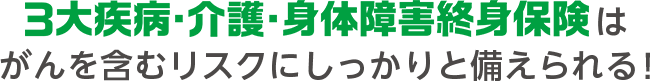 3大疾病・介護・身体障害終身保険はがんを含むリスクにしっかりと備えられる