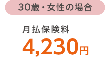 30歳・女性の場合の月払保険料4,230円