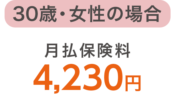 30歳・女性の場合の月払保険料4,230円