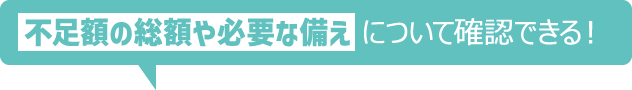 不足額の総額や必要な備えについて確認できる!