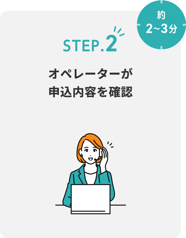 STEP.2 オペレーターが申込内容を確認 約2~3分